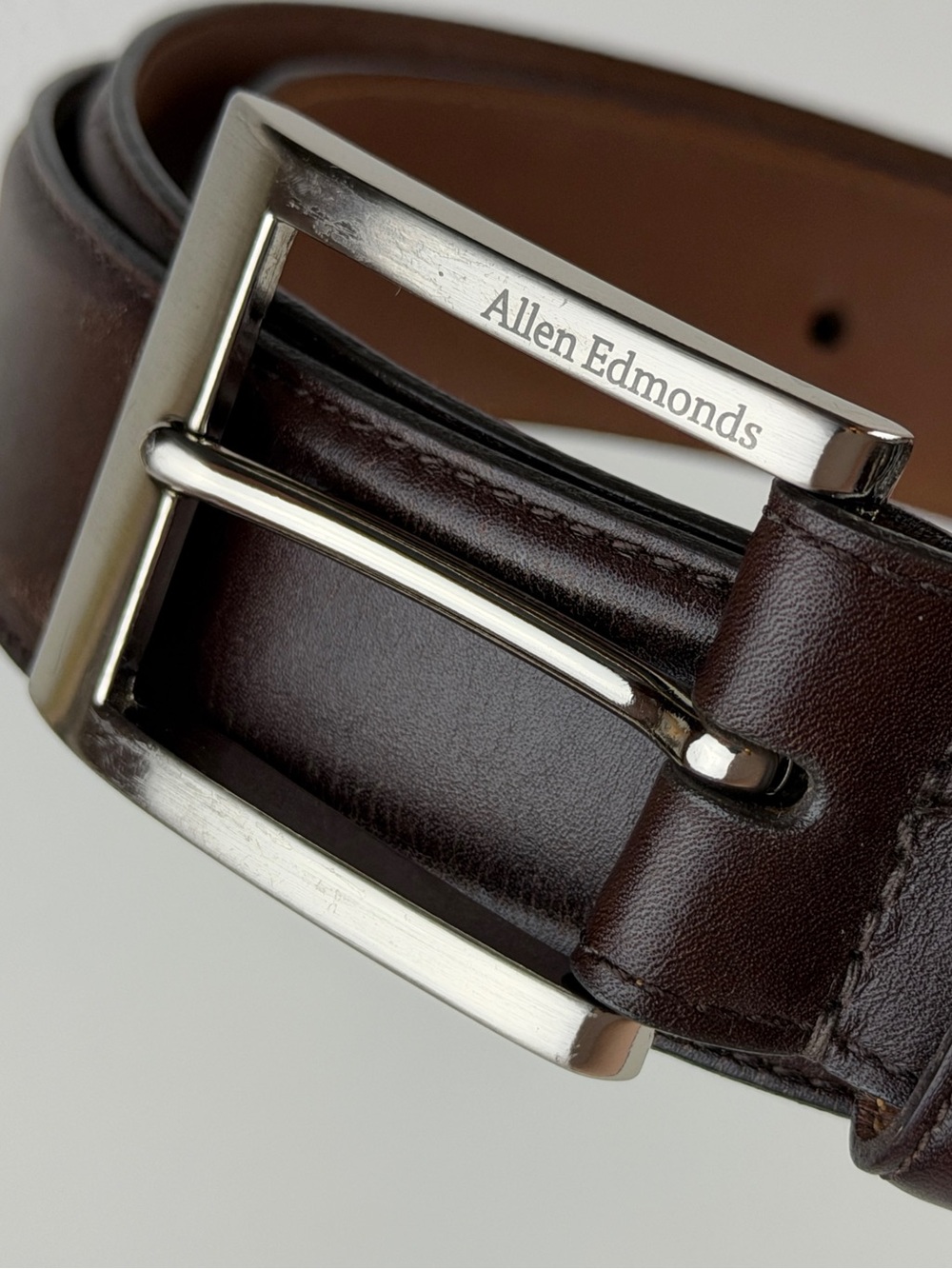 Allen Edmonds Brown Leather Belt Made USA Dress Casual Size 48